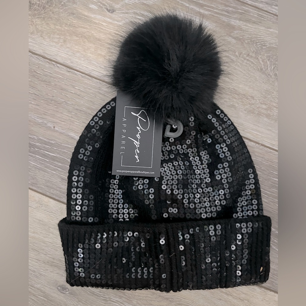 Sequin pompom beanie✨